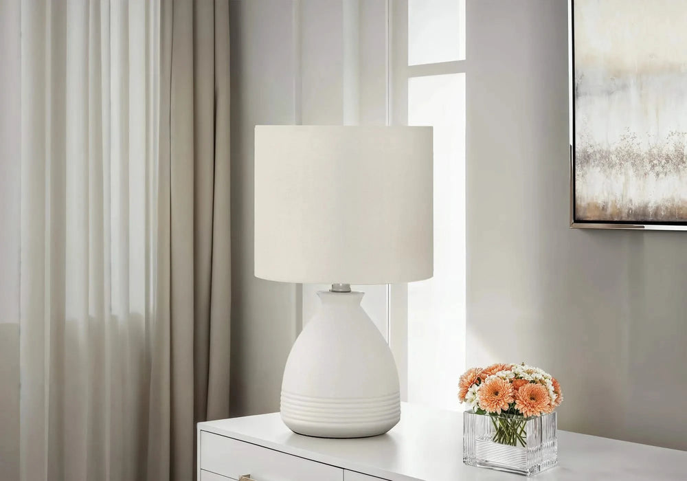 Lighting, 17'h, Table Lamp, Cream Ceramic, Ivory / Cream Shade, Modern Default -DTYStore