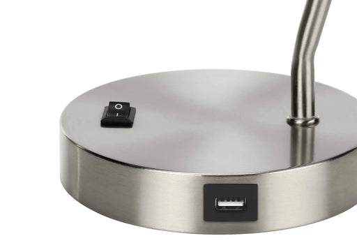 Lighting, 17'h, Table Lamp, Usb Port Included, Nickel Metal, Nickel Shade, Modern Default -DTYStore