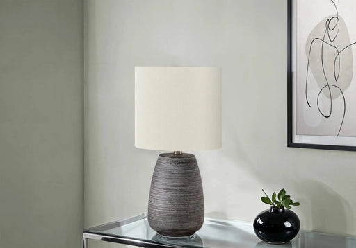 Lighting, 19'h, Table Lamp, Grey Ceramic, Ivory / Cream Shade, Contemporary Default -DTYStore
