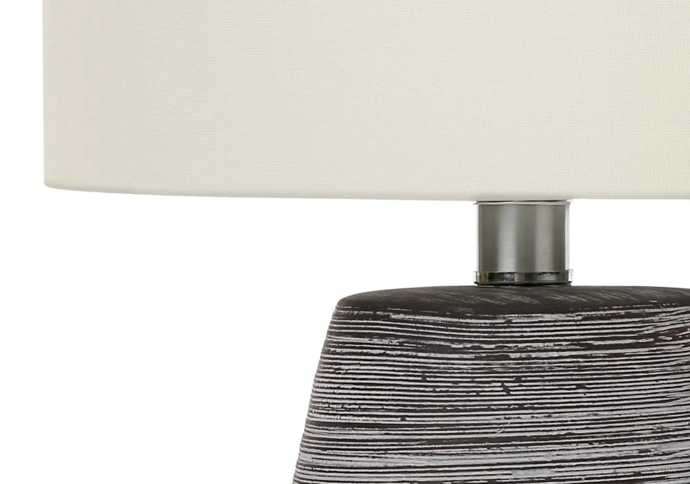 Lighting, 19'h, Table Lamp, Grey Ceramic, Ivory / Cream Shade, Contemporary Default -DTYStore