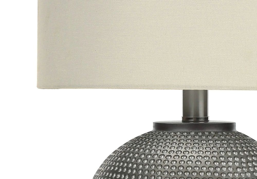 Lighting, 19'h, Table Lamp, Grey Resin, Ivory / Cream Shade, Modern Default -DTYStore