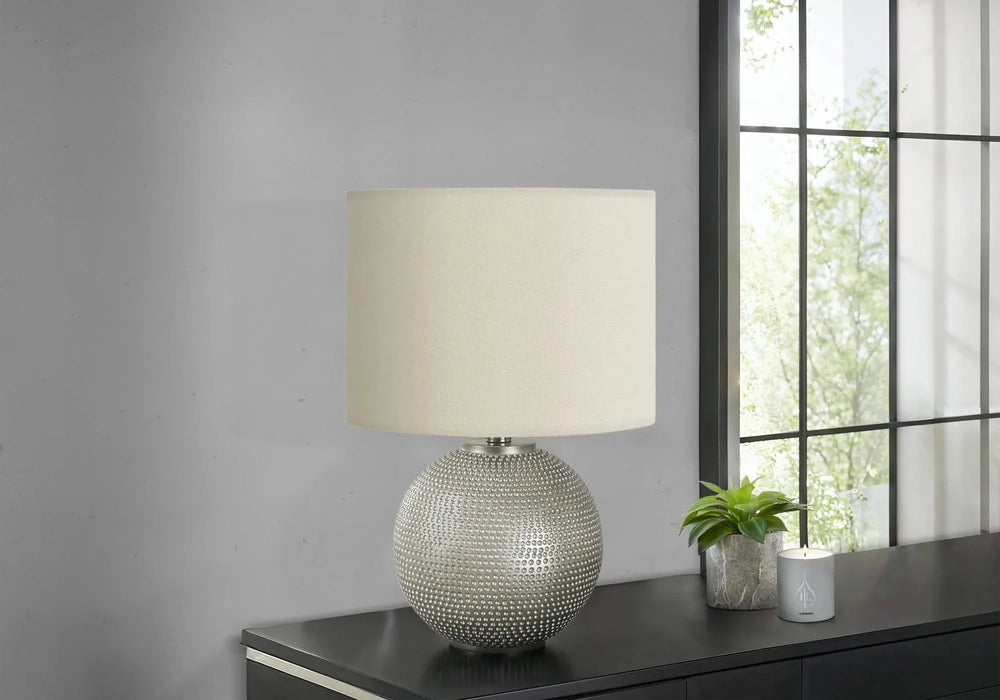 Lighting, 19'h, Table Lamp, Grey Resin, Ivory / Cream Shade, Modern Default -DTYStore