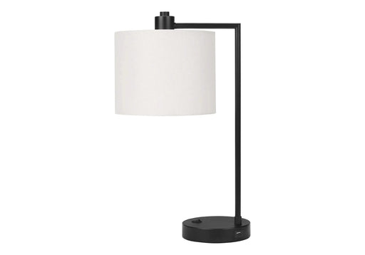 Lighting, 19'h, Table Lamp, Usb Port Included, Black Metal, Ivory / Cream Shade, Modern Default -DTYStore