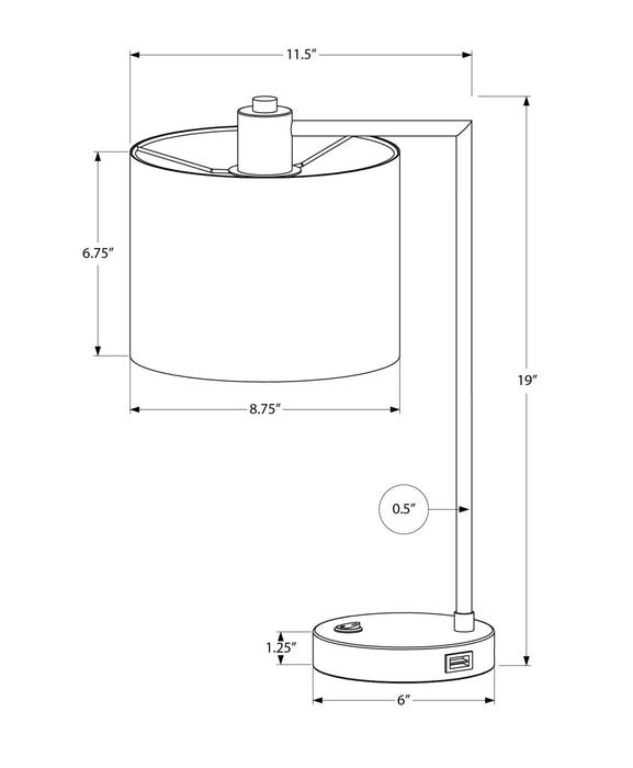 Lighting, 19'h, Table Lamp, Usb Port Included, Black Metal, Ivory / Cream Shade, Modern Default -DTYStore