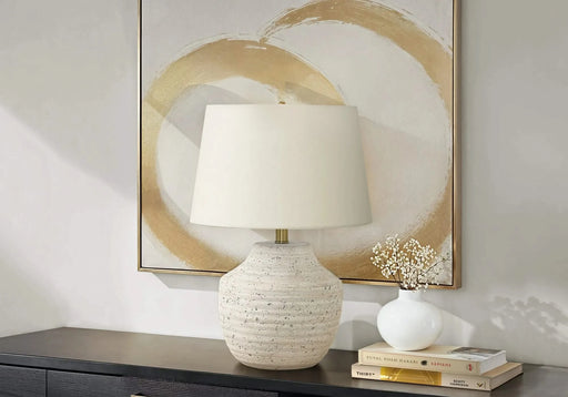 Lighting, 20'h, Table Lamp, Cream Concrete, Ivory / Cream Shade, Modern Default -DTYStore