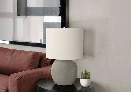 Lighting, 20'h, Table Lamp, Grey Concrete, Ivory / Cream Shade, Contemporary Default -DTYStore