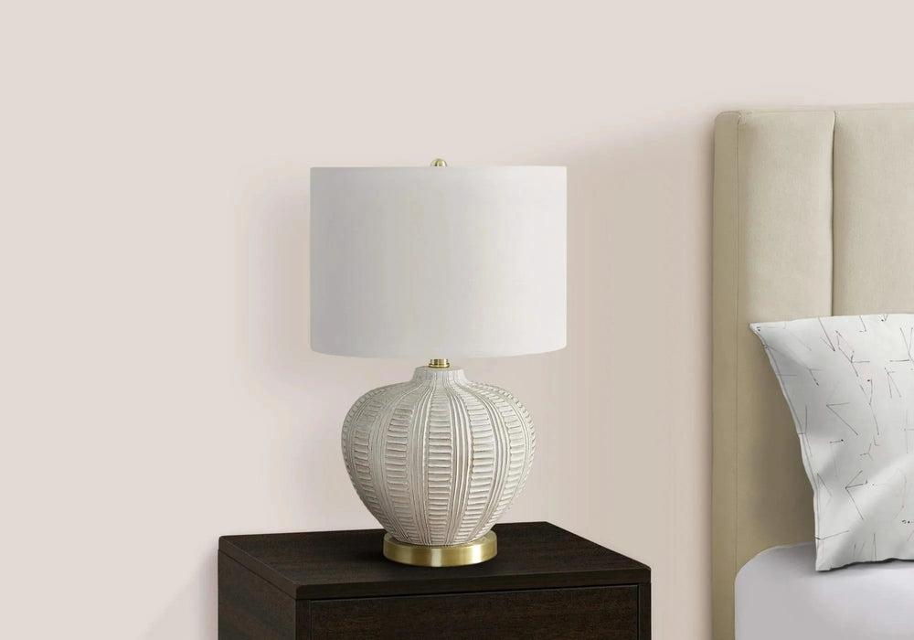 Lighting, 21'h, Table Lamp, Ivory / Cream Shade, Cream Resin, Transitional Default -DTYStore