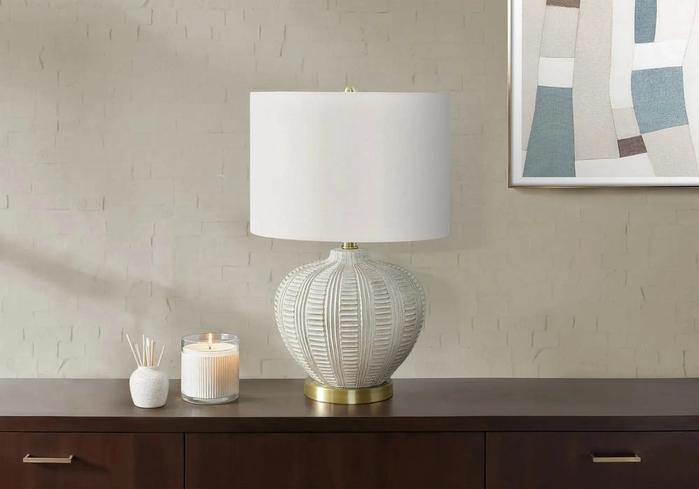 Lighting, 21'h, Table Lamp, Ivory / Cream Shade, Cream Resin, Transitional Default -DTYStore
