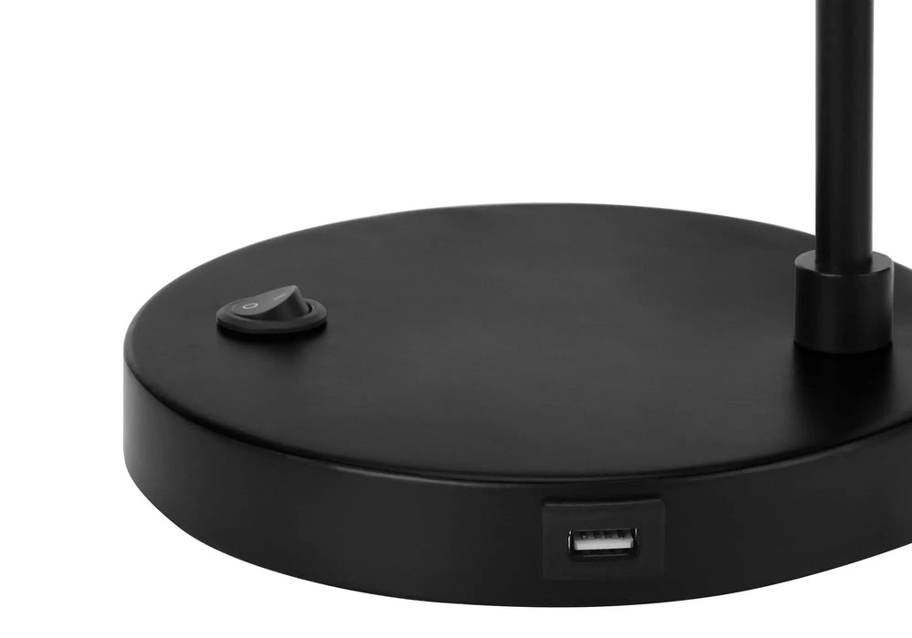 Lighting, 21'h, Table Lamp, Usb Port Included, Black Metal, Black Shade, Modern Default -DTYStore