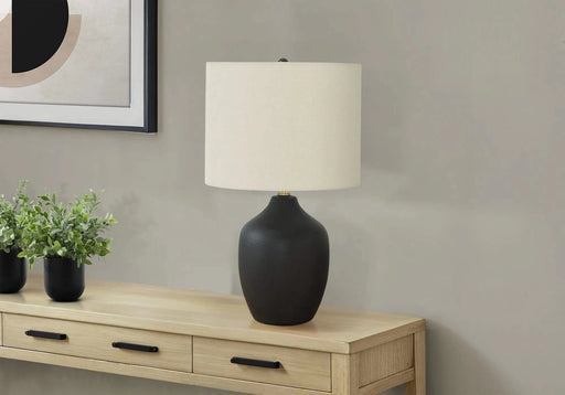 Lighting, 22'h, Table Lamp, Black Ceramic, Ivory / Cream Shade, Transitional Default -DTYStore