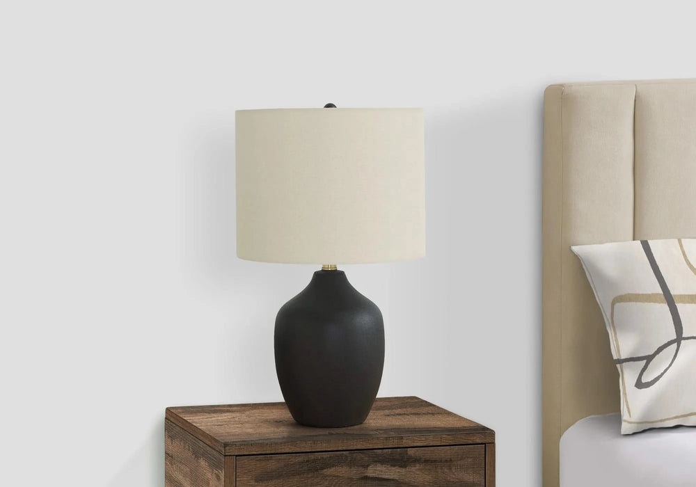 Lighting, 22'h, Table Lamp, Black Ceramic, Ivory / Cream Shade, Transitional Default -DTYStore