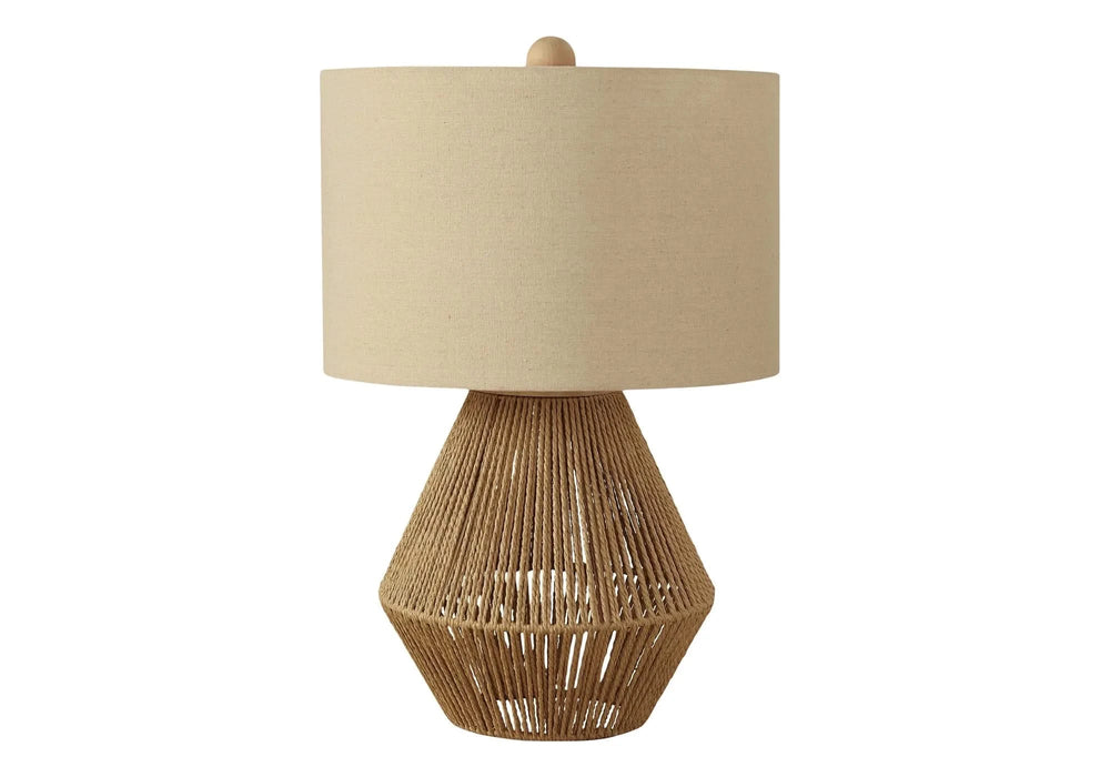Lighting, 22'h, Table Lamp, Brown Rope, Beige Shade, Transitional Default -DTYStore