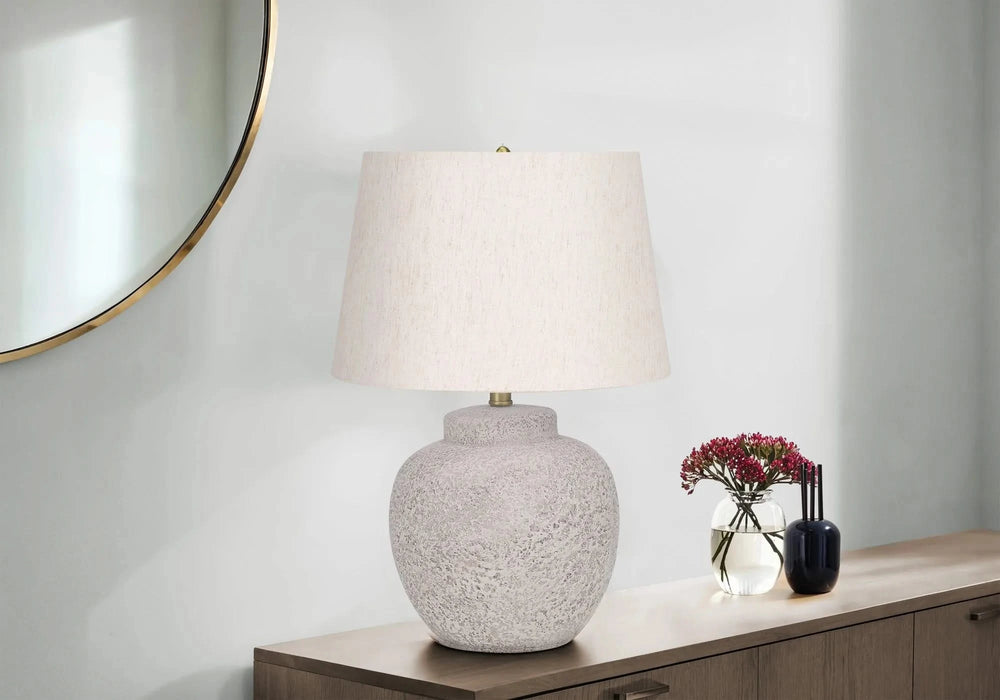 Lighting, 22'h, Table Lamp, Cream Concrete, Ivory / Cream Shade, Modern Default -DTYStore