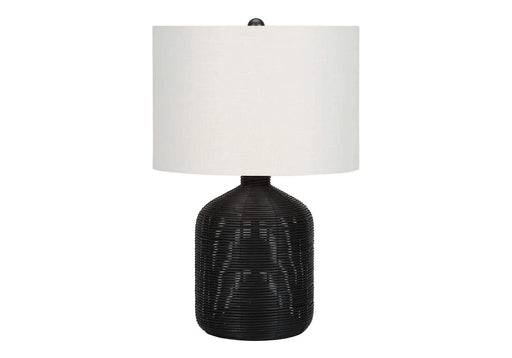 Lighting, 23'h, Table Lamp, Black Rattan, Ivory / Cream Shade, Modern Default -DTYStore