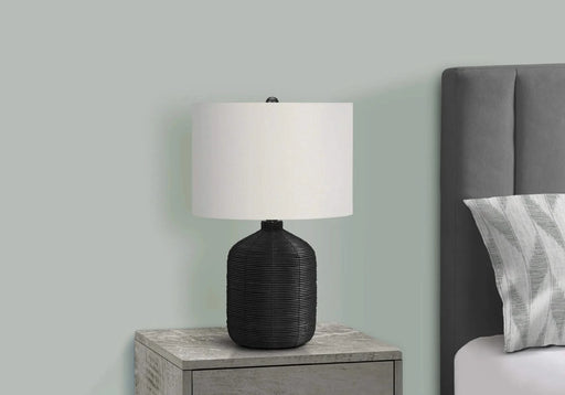 Lighting, 23'h, Table Lamp, Black Rattan, Ivory / Cream Shade, Modern Default -DTYStore