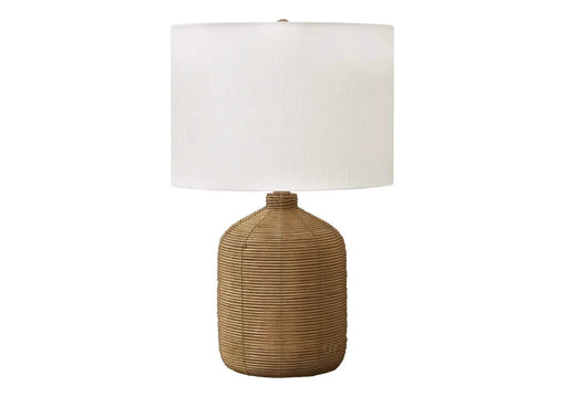 Lighting, 23'h, Table Lamp, Brown Rattan, Beige Shade, Modern Default -DTYStore