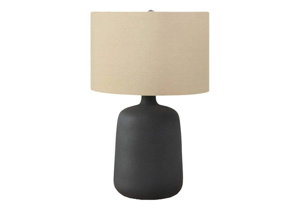 Lighting, 24'h, Table Lamp, Black Ceramic, Beige Shade, Contemporary Default -DTYStore