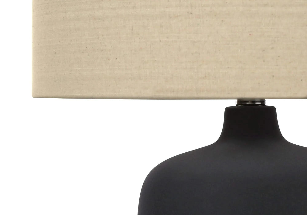 Lighting, 24'h, Table Lamp, Black Ceramic, Beige Shade, Contemporary Default -DTYStore