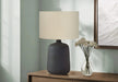 Lighting, 24'h, Table Lamp, Black Ceramic, Beige Shade, Contemporary Default -DTYStore