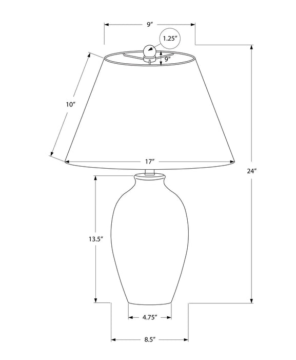 Lighting, 24'h, Table Lamp, Black Ceramic, Ivory / Cream Shade, Modern Default -DTYStore