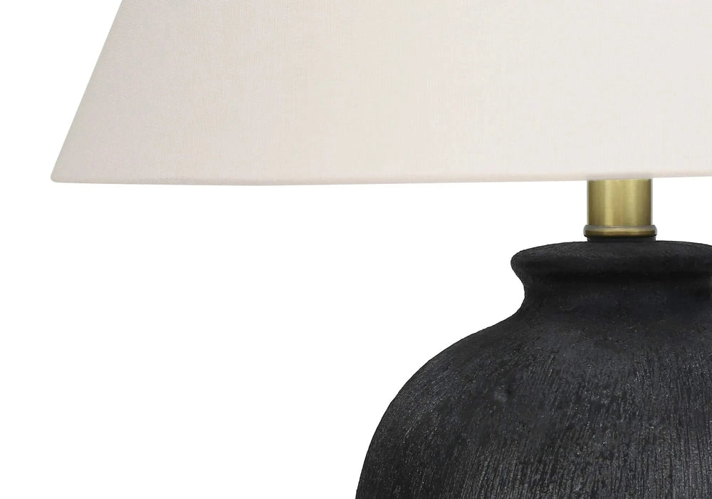 Lighting, 24'h, Table Lamp, Black Ceramic, Ivory / Cream Shade, Modern Default -DTYStore