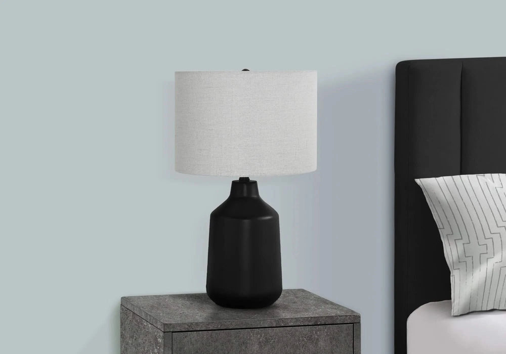Lighting, 24'h, Table Lamp, Black Concrete, Grey Shade, Contemporary Default -DTYStore
