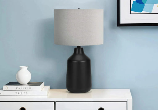 Lighting, 24'h, Table Lamp, Black Concrete, Grey Shade, Contemporary Default -DTYStore