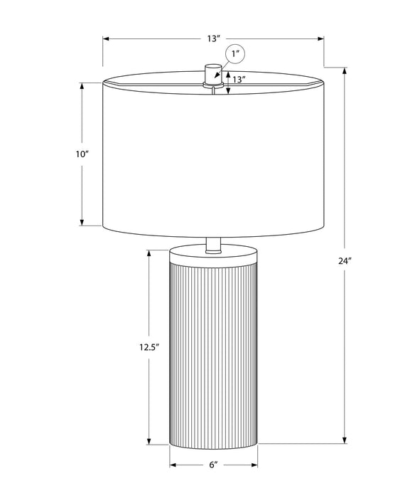 Lighting, 24'h, Table Lamp, Black Concrete, Ivory / Cream Shade, Modern Default -DTYStore