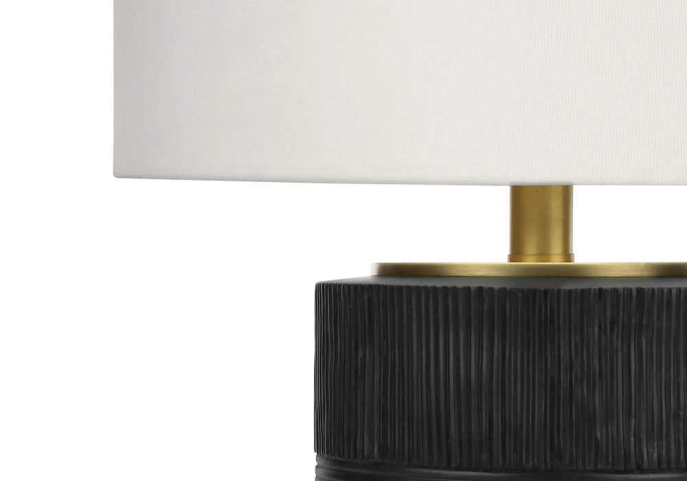 Lighting, 24'h, Table Lamp, Black Resin, Ivory / Cream Shade, Contemporary Default -DTYStore