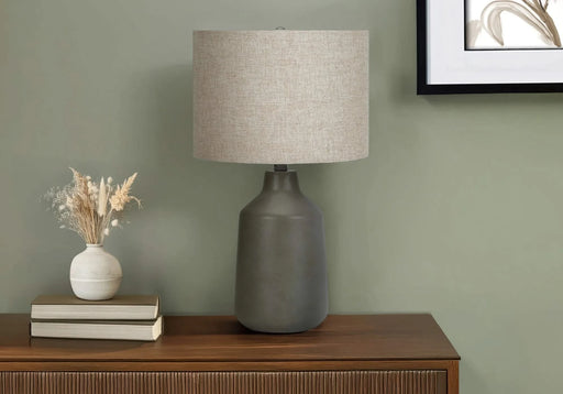 Lighting, 24'h, Table Lamp, Grey Concrete, Beige Shade, Contemporary Default -DTYStore