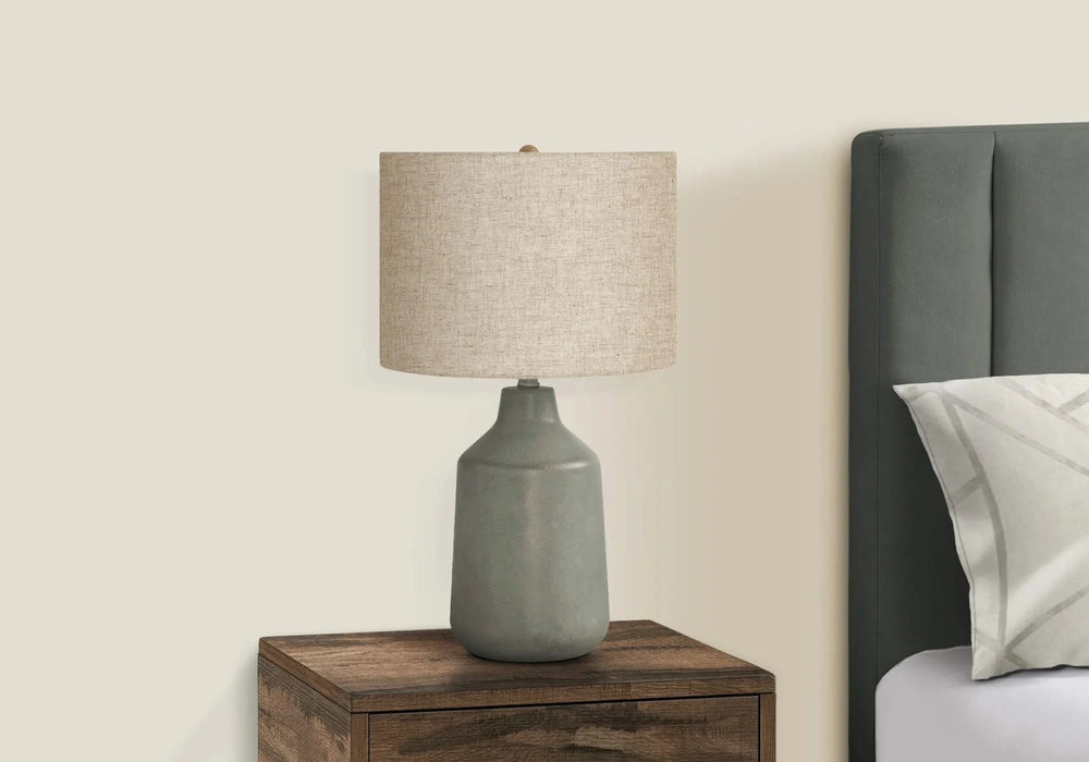 Lighting, 24'h, Table Lamp, Grey Concrete, Beige Shade, Contemporary Default -DTYStore