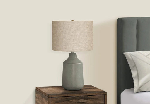 Lighting, 24'h, Table Lamp, Grey Concrete, Beige Shade, Contemporary Default -DTYStore
