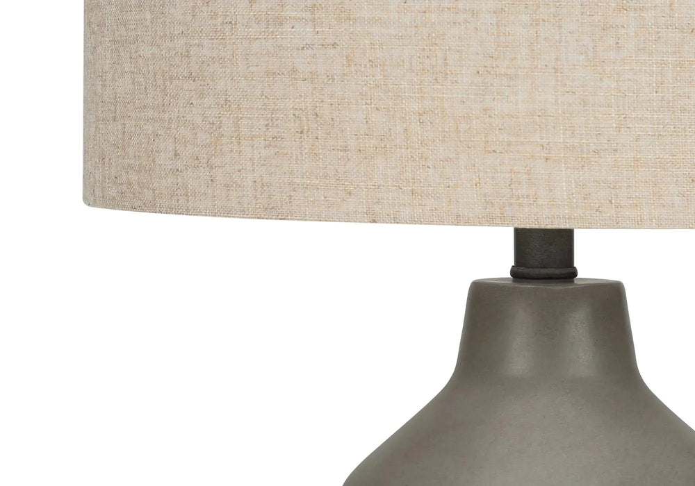 Lighting, 24'h, Table Lamp, Grey Concrete, Beige Shade, Contemporary Default -DTYStore
