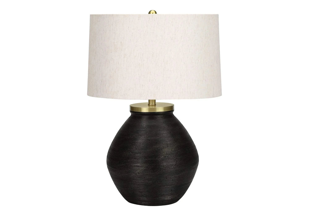 Lighting, 25'h, Table Lamp, Black Concrete, Ivory / Cream Shade, Contemporary Default -DTYStore