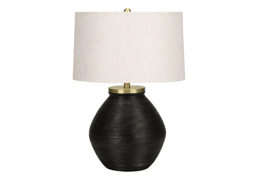 Lighting, 25'h, Table Lamp, Black Concrete, Ivory / Cream Shade, Contemporary Default -DTYStore