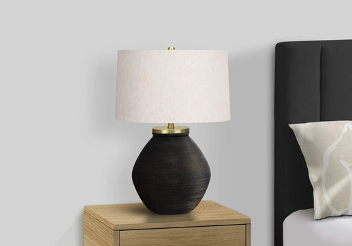 Lighting, 25'h, Table Lamp, Black Concrete, Ivory / Cream Shade, Contemporary Default -DTYStore