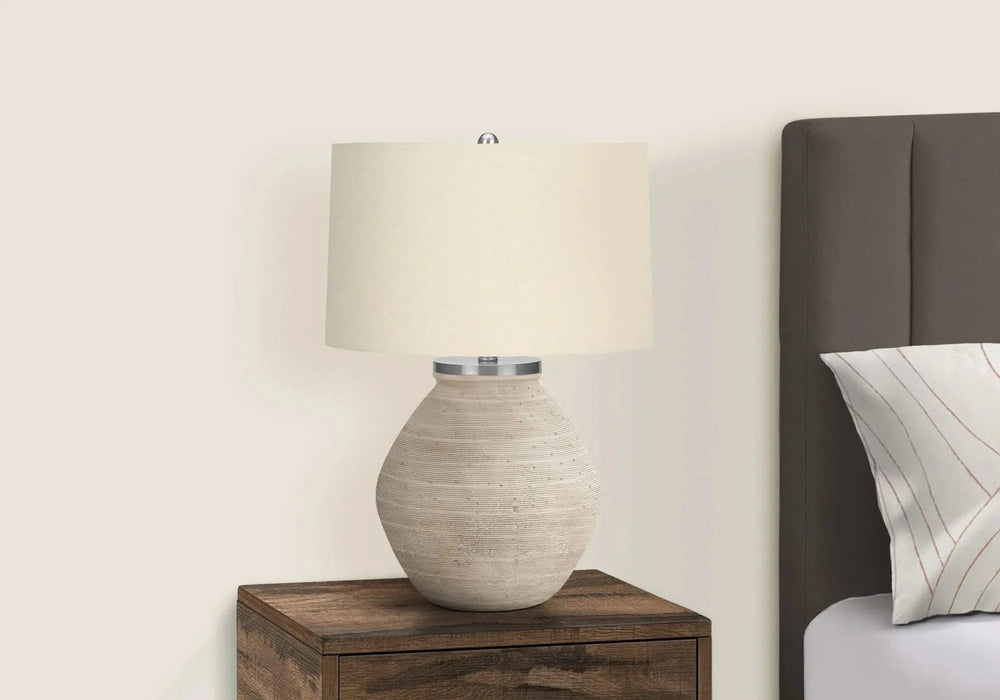Lighting, 25'h, Table Lamp, Cream Concrete, Beige Shade, Contemporary Default -DTYStore