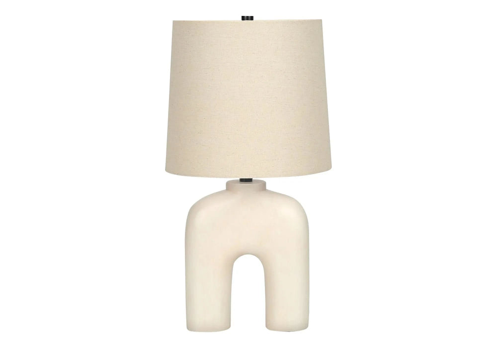 Lighting, 25'h, Table Lamp, Cream Resin, Beige Shade, Modern Default -DTYStore
