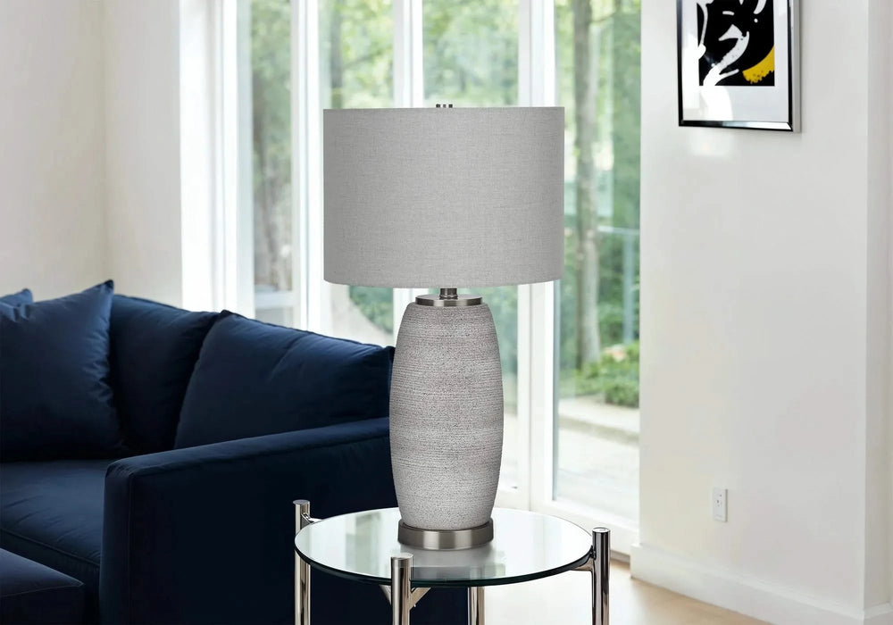 Lighting, 25'h, Table Lamp, Grey Ceramic, Grey Shade, Modern Default -DTYStore