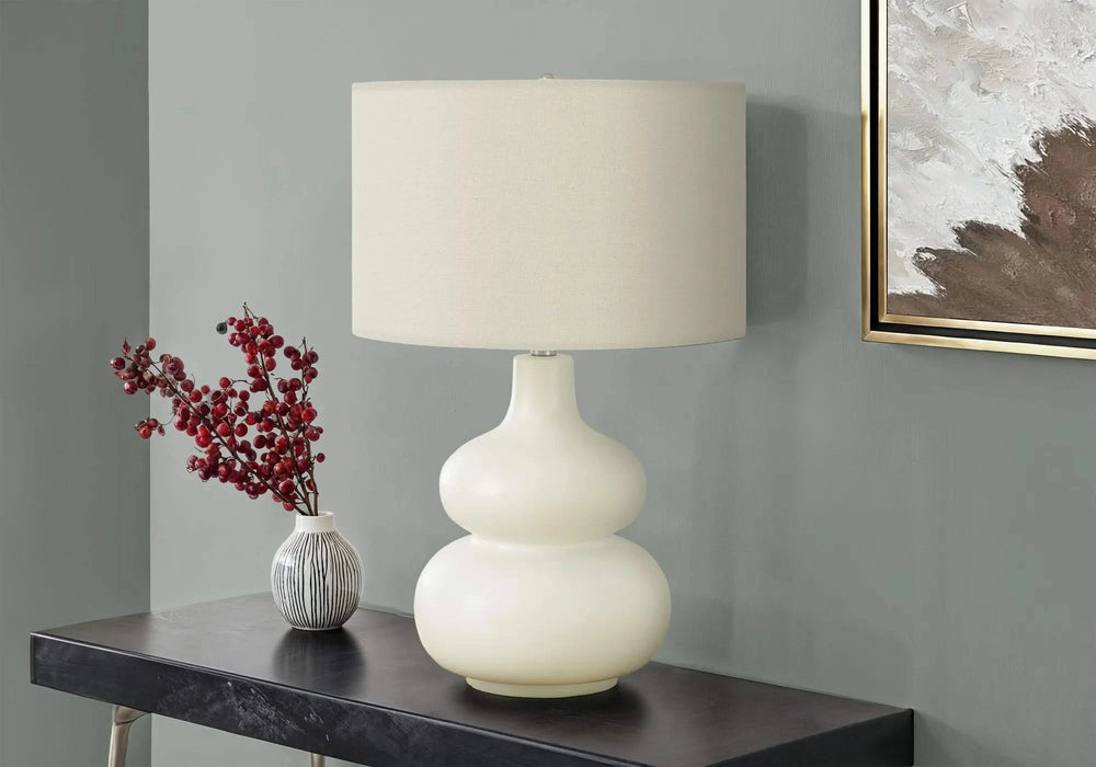 Lighting, 25'h, Table Lamp, Ivory / Cream Shade, Cream Ceramic, Contemporary Default -DTYStore
