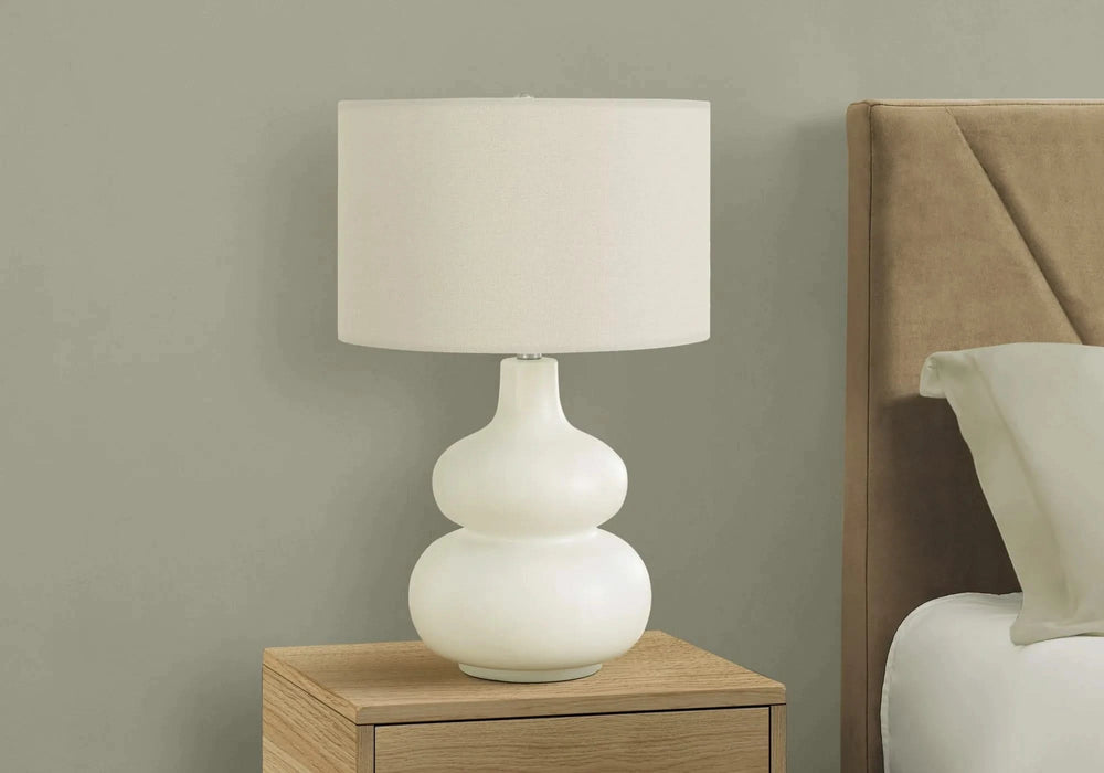 Lighting, 25'h, Table Lamp, Ivory / Cream Shade, Cream Ceramic, Contemporary Default -DTYStore