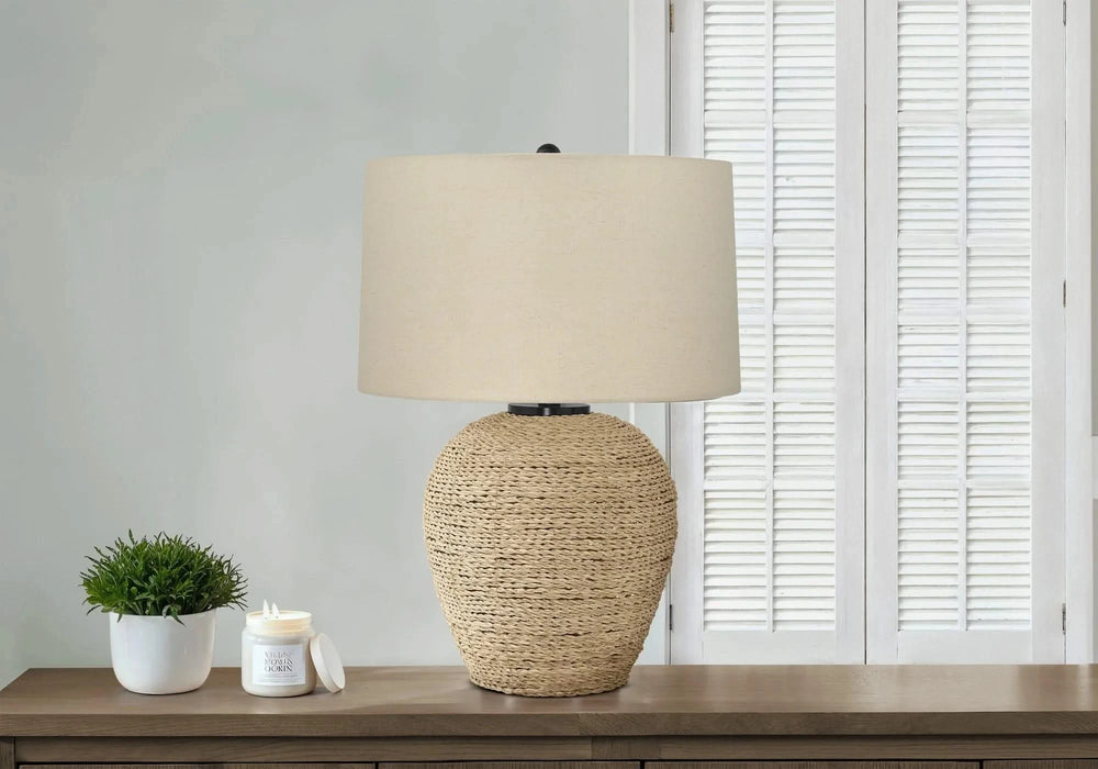 Lighting, 25'h, Table Lamp, Rattan, Beige Shade, Transitional Default -DTYStore