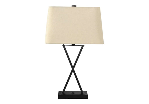 Lighting, 25'h, Table Lamp, Usb Port Included, Black Metal, Beige Shade, Transitional Default -DTYStore