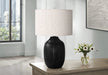 Lighting, 26'h, Table Lamp, Black Ceramic, Ivory / Cream Shade, Contemporary Default -DTYStore