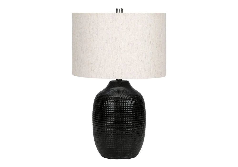 Lighting, 26'h, Table Lamp, Black Ceramic, Ivory / Cream Shade, Contemporary Default -DTYStore