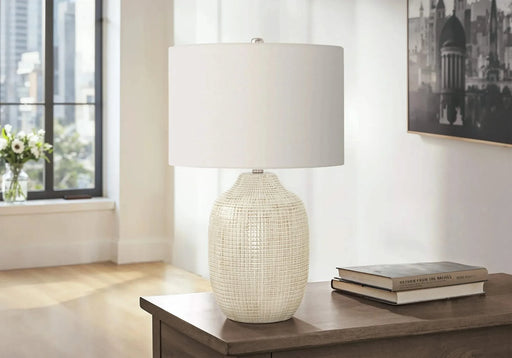 Lighting, 26'h, Table Lamp, Cream Ceramic, Ivory / Cream Shade, Contemporary Default -DTYStore