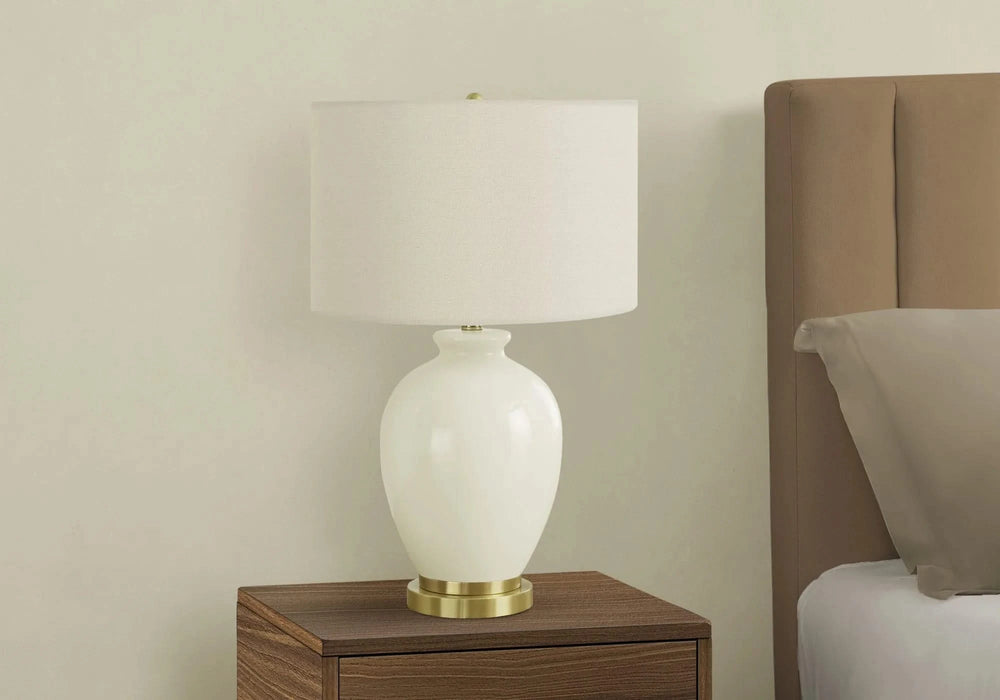 Lighting, 26'h, Table Lamp, Ivory / Cream Shade, Cream Ceramic, Transitional Default -DTYStore