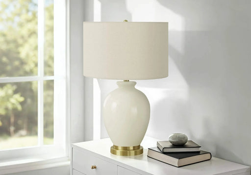 Lighting, 26'h, Table Lamp, Ivory / Cream Shade, Cream Ceramic, Transitional Default -DTYStore