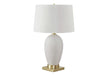 Lighting, 26'h, Table Lamp, White Ceramic, Ivory / Cream Shade, Transitional Default -DTYStore