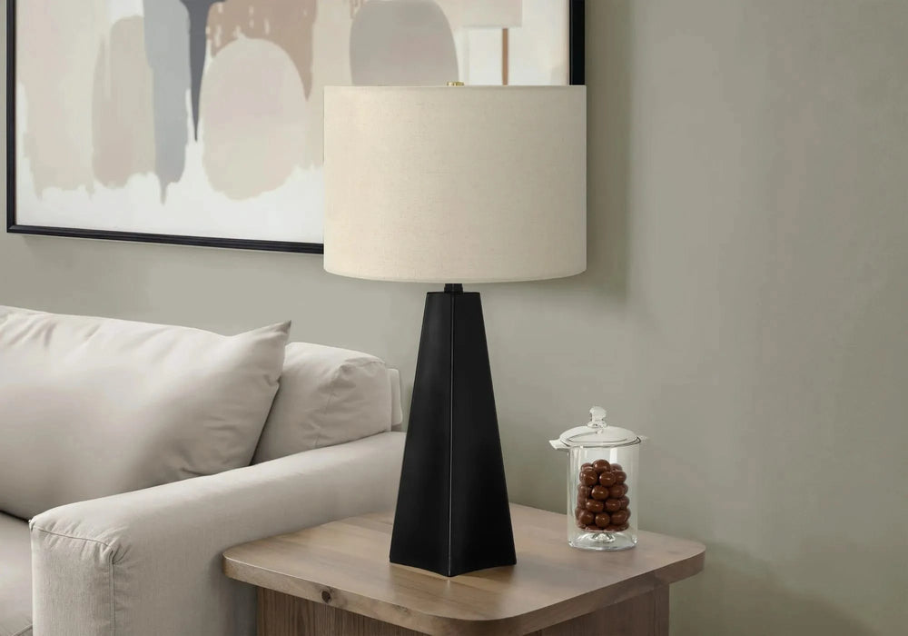 Lighting, 27'h, Table Lamp, Black Resin, Beige Shade, Modern Default -DTYStore